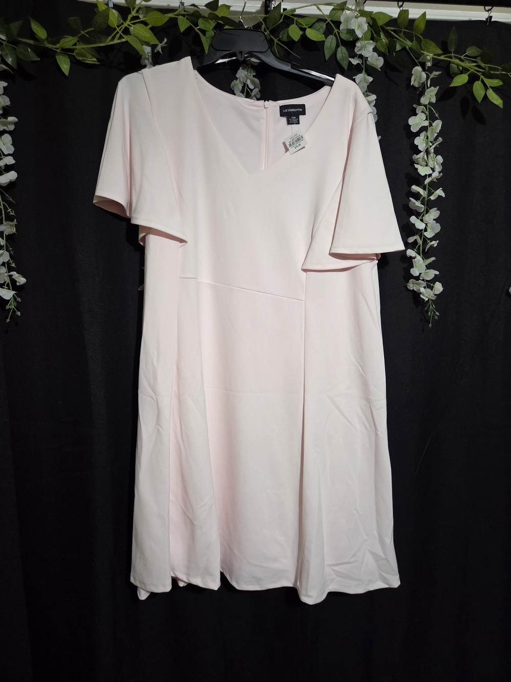 Liz Claiborne Soft Pink A-Line Flutter Sleeve Dress